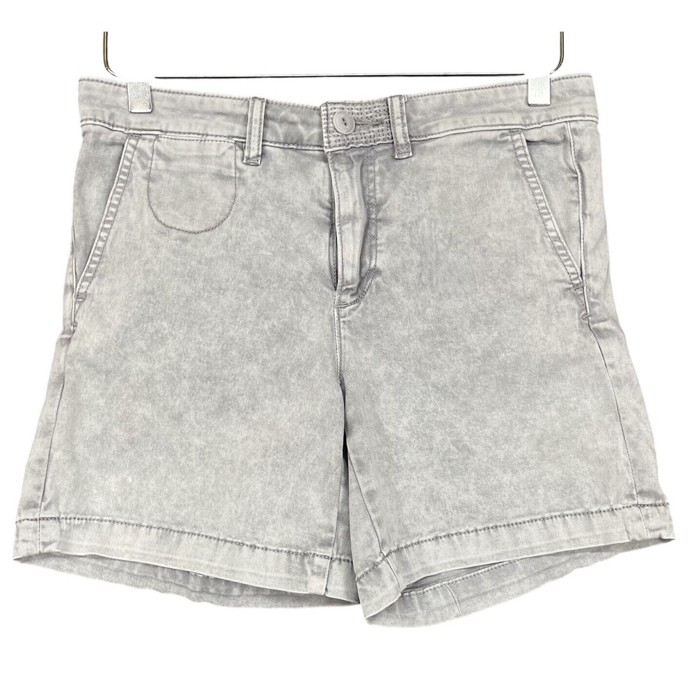 Anthropologie Shorts Womens 25 Grey Acid Wash Chino‎ Relaxed Stretch 6" Inseam